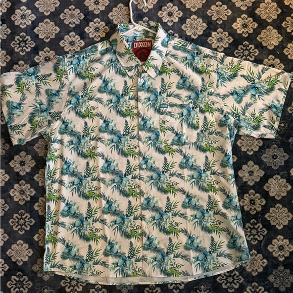 DIXXON Men's 3XL “Zen” Blue and White Floral Shirt - Picture 3 of 4
